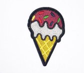 Embleem - Ice Cream Logo - Opstrijkbare Patch - Strijkembleem - Geschikt voor Truien - T-Shirts - Jassen - Sokken - Jurken - Broeken - Jeans - Rokken - Schoenen - Kleding - Sportkleding - lap