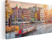 Artaza - Peinture sur toile - Maisons d'Amsterdam des canaux - 120 x 60 - Groot - Photo sur toile - Impression sur toile