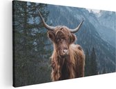 Artaza Canvas Schilderij Schotse Hooglander Koe In De Bergen - 120x60 - Groot - Foto Op Canvas - Canvas Print