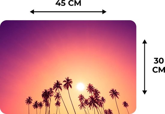 Set de table - Napperons de table en plastique - Soleil - Palmier - Été - 45x30 cm - 6 pièces - Résistant à la chaleur - Antidérapant - Pad - Amovible