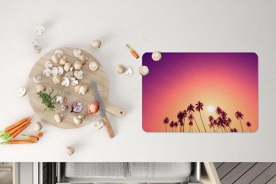 Set de table - Napperons de table en plastique - Soleil - Palmier - Été - 45x30 cm - 6 pièces - Résistant à la chaleur - Antidérapant - Pad - Amovible