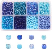 Kralen | Kralen set voor sieraden maken - 8 Kleuren Blauw - 4mm - Glas Zaad Kralen - Kit voor Sieraden Maken - Rocaille - DIY - Volwassenen - Kinderen - Kralenset - Seed Beads - Ca
