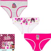 3 Pack Meisjes slips - LOL Surprise - Roze-Wit-Grijs - Maat 9/10 jaar