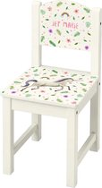 World of Mies kinderstoeltje met naam - Houten stoel unicorn - wit Sundvik model - hoogwaardige kleurenprint in het hout - handgeschilderd design door Mies