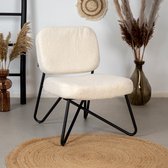 Bronx71® Teddy fauteuil Julia wit - Zetel 1 persoons - Relaxstoel - Kleine fauteuil - Fauteuil wit