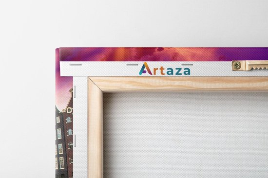 Artaza Peinture sur toile Maisons d'Amsterdam près du canal - Couleur - 40x20 - Klein - Photo sur toile - Impression sur toile