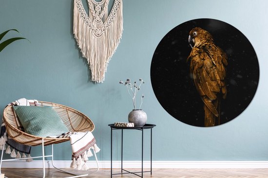 Cercle mural - Plastique - Dos d'un perroquet doré sur fond noir - ⌀ 120 cm XXL