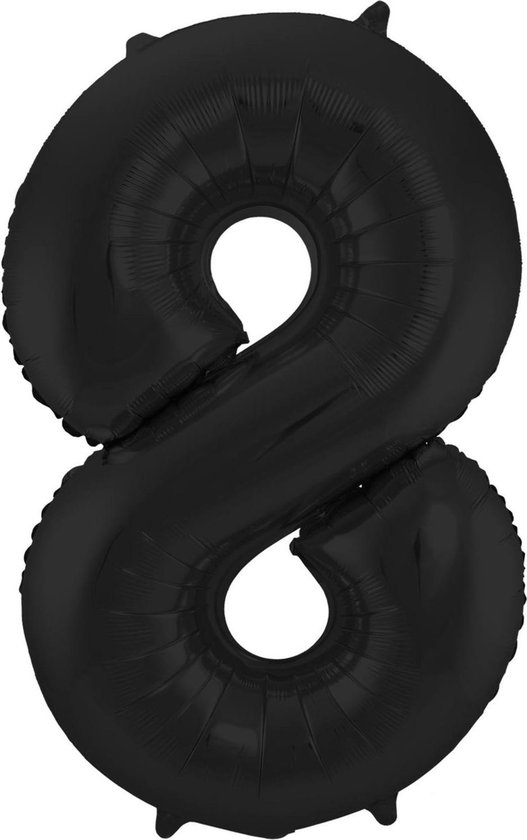 Folat Folie cijfer ballon - 86 cm zwart - cijfer 8 - verjaardag leeftijd
