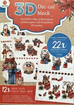 Decotime 3D Stansblok Kerst met 22 3D afbeeldingen met Glitter, compleet met labels Rood