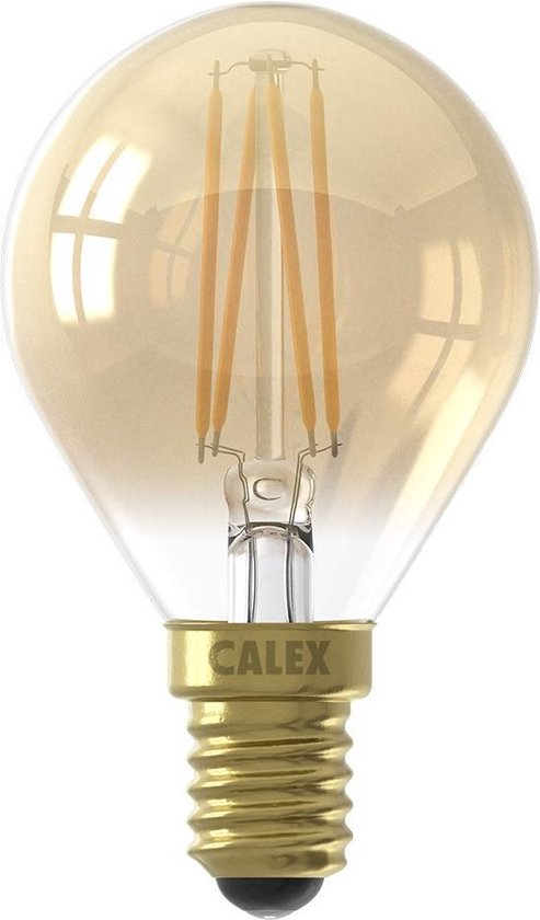 2 stuks Calex LED kogellamp - 3,5W E14 - Gold - Dimbaar met Led dimmer