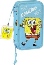 Driedubbele Pennenzak Spongebob Positive Vibes Geel Licht Blauw (28 pcs)