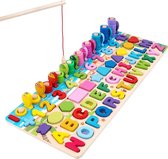 5 in 1 montessori houten letters, cijfers, figuren, ringen en vissen - Educatief speelgoed
