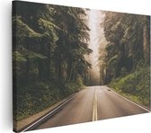 Artaza Canvas Schilderij Highway In Californië Omring Met Bos - 120x80 - Groot - Foto Op Canvas - Wanddecoratie Woonkamer