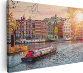 Artaza Canvas Schilderij Amsterdamse Huisjes Vanaf De Grachten - 90x60 - Foto Op Canvas - Canvas Print - Muurdecoratie