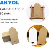 Akyol - 50x Cadeaulabels kraftpapier/karton Cadeaulabel Zand - 6 cm x 6 cm - Label Cadeaulabel Zand - Cadeau tags/etiketten - Cadeau versieringen/decoratie - Labels karton - Cadeau