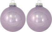 24x Orchidee paarse glazen kerstballen glans 7 cm kerstboomversiering - glans - Kerstversiering/kerstdecoratie paars