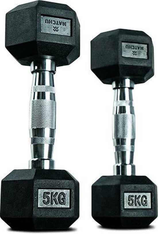 Matchu Sports - Hexa dumbbells - 5KG - Set van 2 - Zwart
