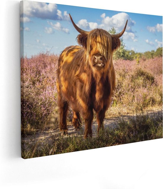 Artaza Peinture sur Toile Highlander écossais Vache Dans Le Pâturage - 100x80 - Groot - Photo sur Toile - Impression sur Toile