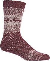 Noors wollen sokken met Marino en Apalca wol, 2 paar, bordeaux rood, maat 35/38