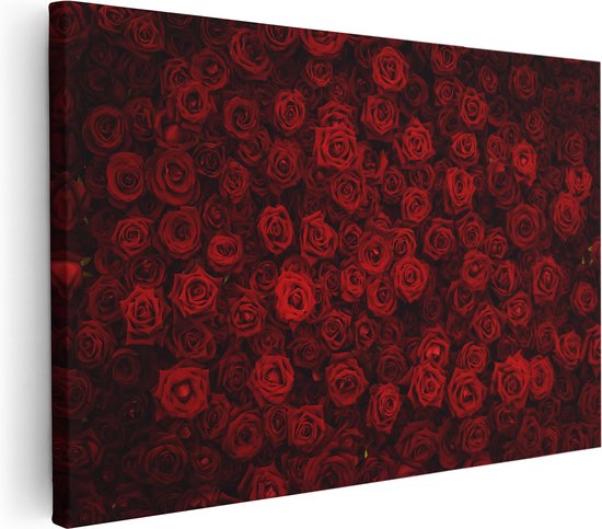 Artaza Canvas Schilderij Rode Rozen Achtergrond - 30x20 - Klein - Foto Op Canvas - Canvas Print