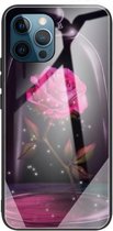 Gehard glas + TPU-randbeschermhoes voor iPhone 13 Pro Max (roze)