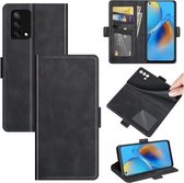 Voor OPPO F19/A74 4G Dual-side magnetische gesp horizontale flip lederen tas met houder & kaartsleuven & portemonnee (zwart)