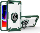 Matte TPU + PC magnetische schokbestendige hoes met ringhouder voor iPhone 8 Plus / 7 Plus (donkergroen)