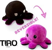 TIRO lifestyle Octopus Knuffel Omkeerbaar Mood - Boos En Blij Emoties - Knuffelbeer - Speelgoed - Zwart/Paars – Cadeautip - Bekend van TikTok