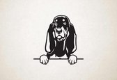 Black and Tan Coonhound - hond met pootjes - M - 60x60cm - Zwart - wanddecoratie