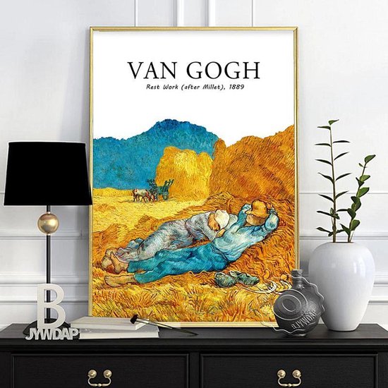Allernieuwste Canvas Schilderij Vincent Van Gogh Tentoonstelling Middagrust - Rest Work - postimpressionisme, expressionisme - Kleur - 50 x 70 cm