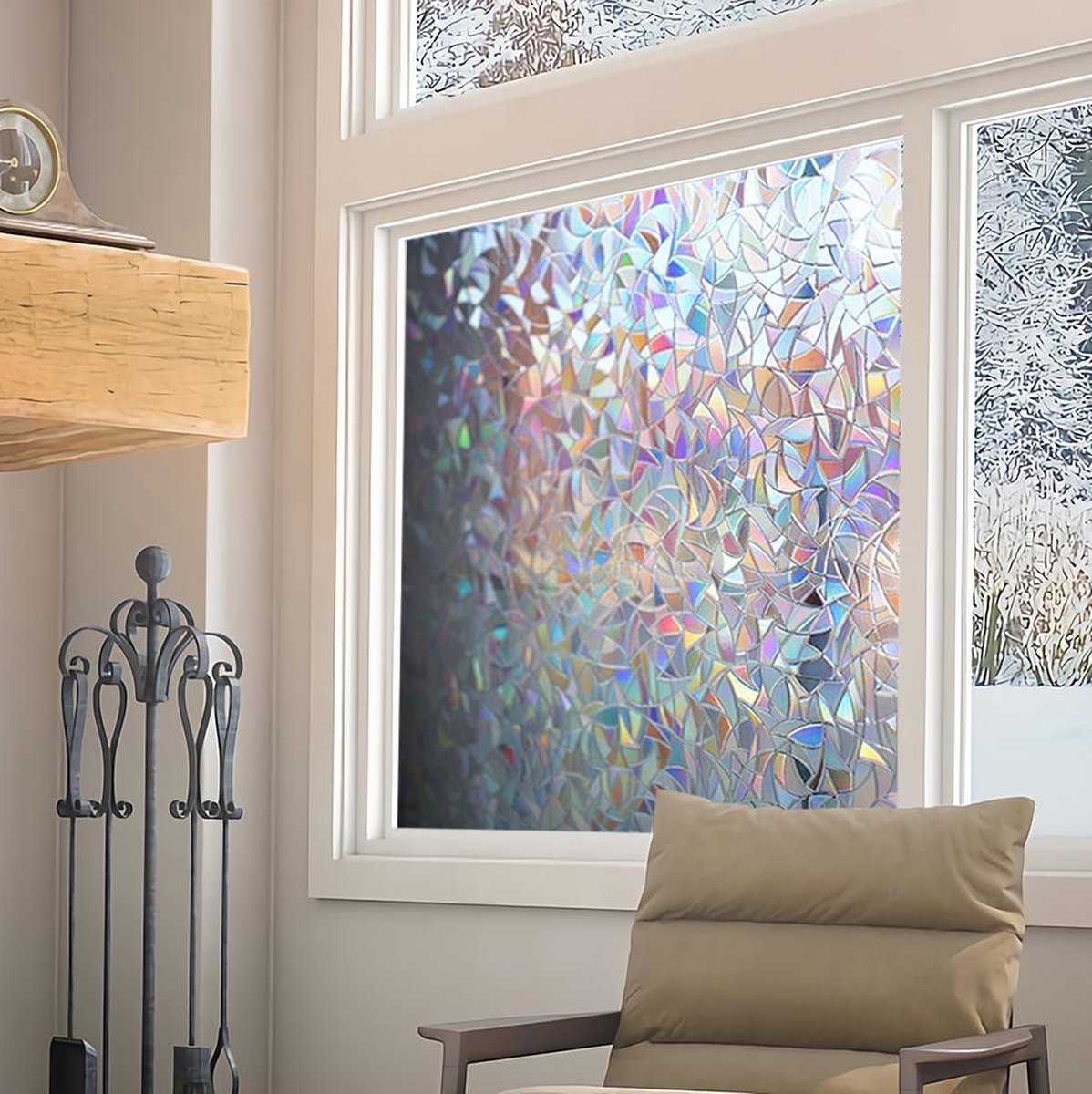 NINETREX Raamfolie, regenboogfolie, gekleurde glasfolie, elektrostatische zelfklevend, anti-uv, geschikt voor keukens, slaapkamers en woonkamers (44,5 x 200 cm