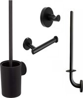 SODEAL Toilet Accessoires Set Zwart - Toilet Set - Toiletborstel Met Houder - Toiletrolhouder Zwart - Toilet Accessoires Set