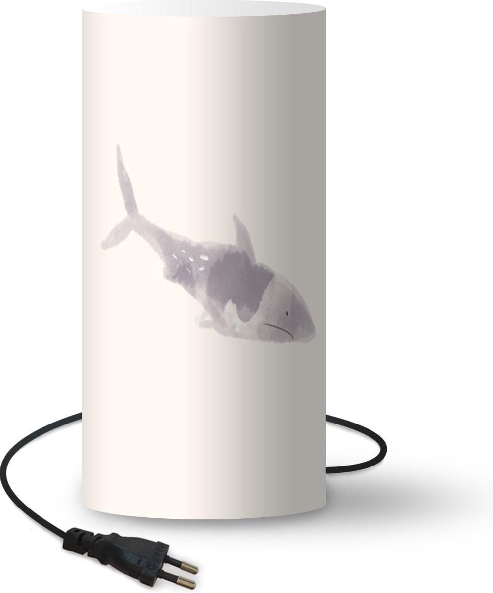 Lamp - Nachtlampje - Tafellamp slaapkamer - Vis - Zee - Aquarel - 33 cm hoog - Ø15.9 cm - Inclusief LED lamp