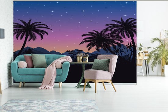 Papier Peint - Papier Papier peint photo Palmier - Berg - Nuit - Largeur 360 cm x Hauteur 240 cm