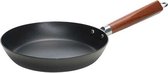 Cosy&Trendy Authentic Cook Koekenpan - Anti-Aanbak - ø24cm - Carbon Pan - Koolstofstaal Acacia Handvat - Ook Geschikt voor Inductie