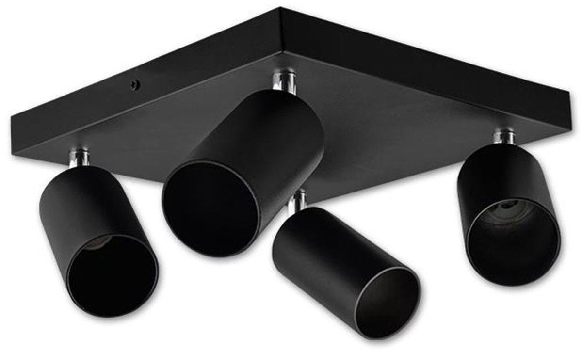 Moderne plafond spot vierkant | opbouw | zwart | 4 x GU10 fitting