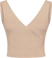 Beige Mouwloze Crop Top/Tanktop Dames - Flexibele en Koppelbare Blouse Dames Volwassen - Wrap Top - Jurken voor Vrouwen van Katoen - Zomerjurken / Strandjurk - Kleiding Dames Volwassenen