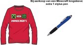 Minecraft T-shirt Longsleeve. Maat 152 cm / 12 jaar + EXTRA 1 Stylus Pen.