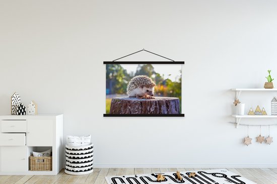 Affiche textielposter Eating Hedgehog lattes noires 150x100 cm