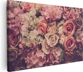 Artaza - Peinture sur toile - Fond de roses roses - Rétro - Fleurs - 120 x 80 - Groot - Photo sur toile - Impression sur toile