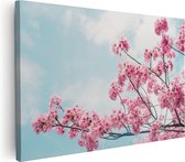 Artaza Canvas Schilderij Roze Bloesemboom - Bloemen - 120x80 - Groot - Foto Op Canvas - Wanddecoratie Woonkamer