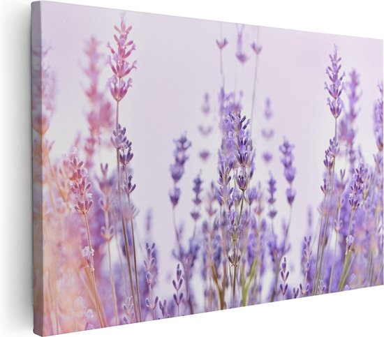 Artaza Canvas Schilderij Paarse Lavendel Bloemen - 120x80 - Groot - Foto Op Canvas - Wanddecoratie Woonkamer