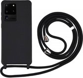 Samsung S20 Ultra Hoesje - Samsung Galaxy S20 Ultra hoesje met koord zwart siliconen case