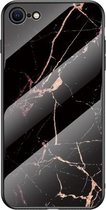 Voor iPhone SE 2020 marmerpatroon glas + TPU beschermhoes (goud zwart)