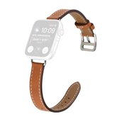 Enkele cirkel 14 mm schroefstijl lederen vervangende band horlogeband voor Apple Watch Series 6 & SE & 5 & 4 40 mm / 3 & 2 & 1 38 mm (bruin)