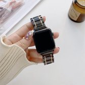 Vijf kralen keramische stalen vervangende horlogebanden voor Apple Watch Series 6 & SE & 5 & 4 44 mm / 3 & 2 & 1 42 mm (zwart + rose goud)