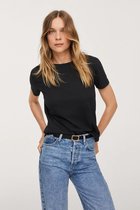 Mango T-shirt Basic Katoenen Tshirt 17050100 99 Dames Maat - S