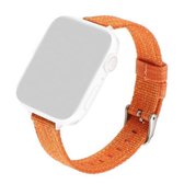 Geweven canvas nylon polsband horlogeband voor serie 6 & SE & 5 & 4 44 mm / 3 & 2 & 1 42 mm (oranje)