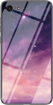 Sterrenhemel geschilderd gehard glas TPU schokbestendig beschermhoes voor iPhone SE 2020/8/7 (Fantasy Starry Sky)