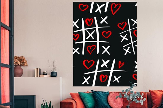 Poster Letters - Hartjes - Lijn - Patronen - 120x180 cm XXL
